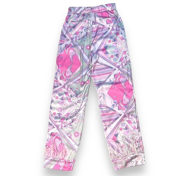 Oceanus Swimwear Womans Sz Small Pants Silky w Ostrich Feather Trim New - Picture 3 of 16